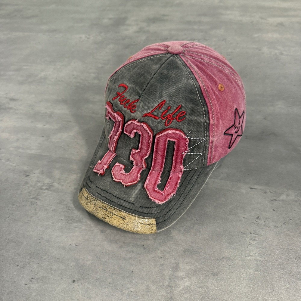 Asspizza F*** Life Hat Cap‎ Grey Red Burgundy Distressed 730 Austin Babbitt